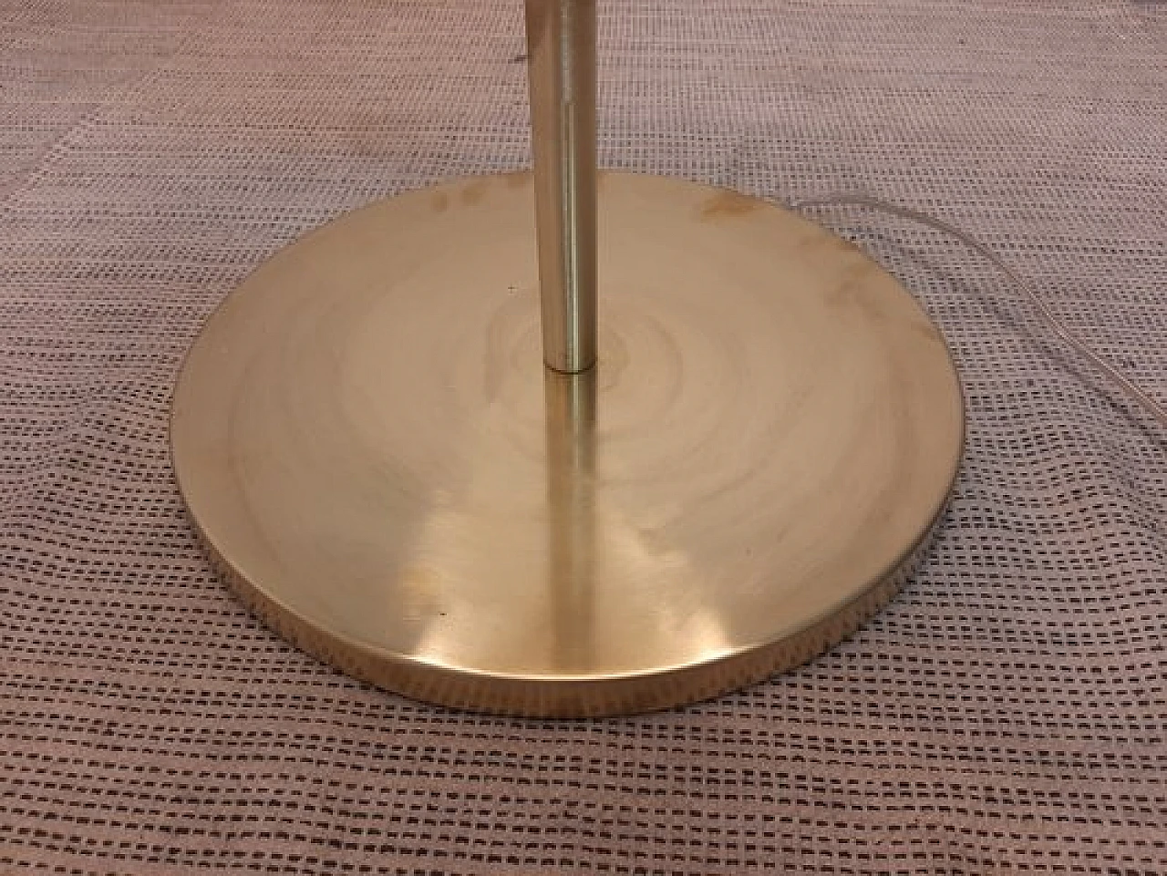 Table lamp with brass stem and satin glass lampshade, 2000s 16