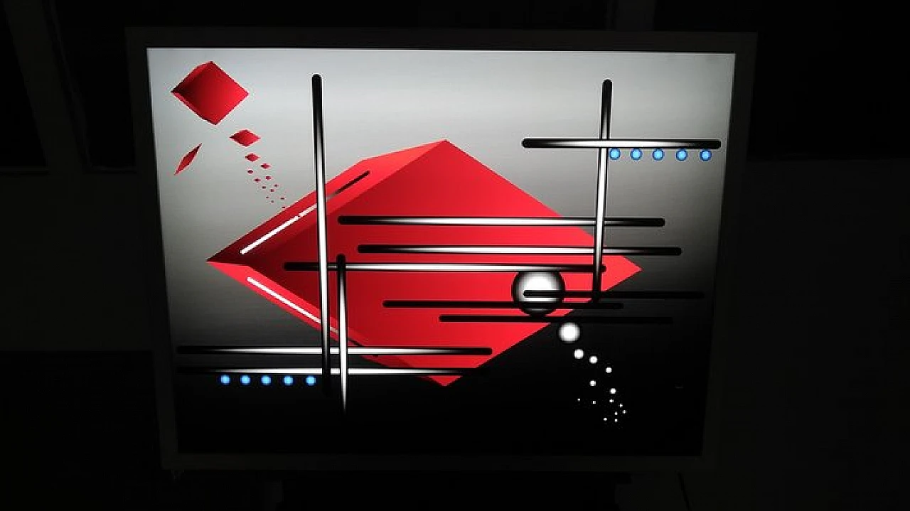 Applique a led in vetro acrilico rosso e grigio, anni 2000 1