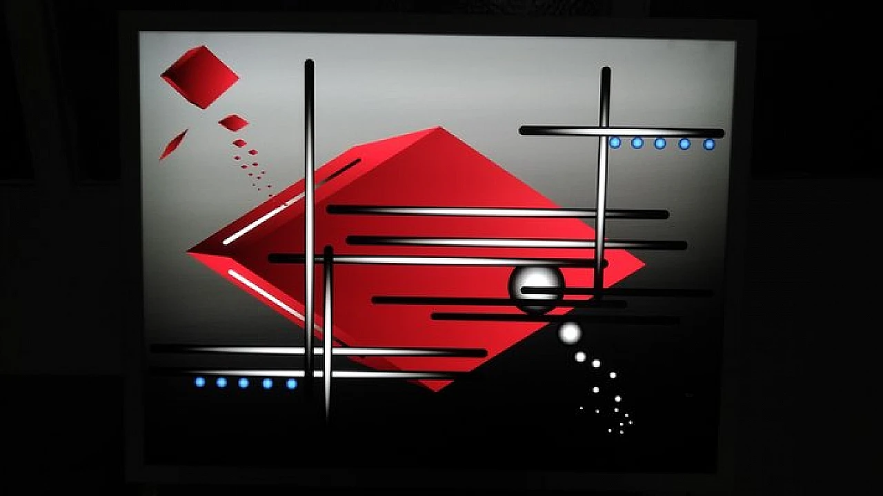 Applique a led in vetro acrilico rosso e grigio, anni 2000 2