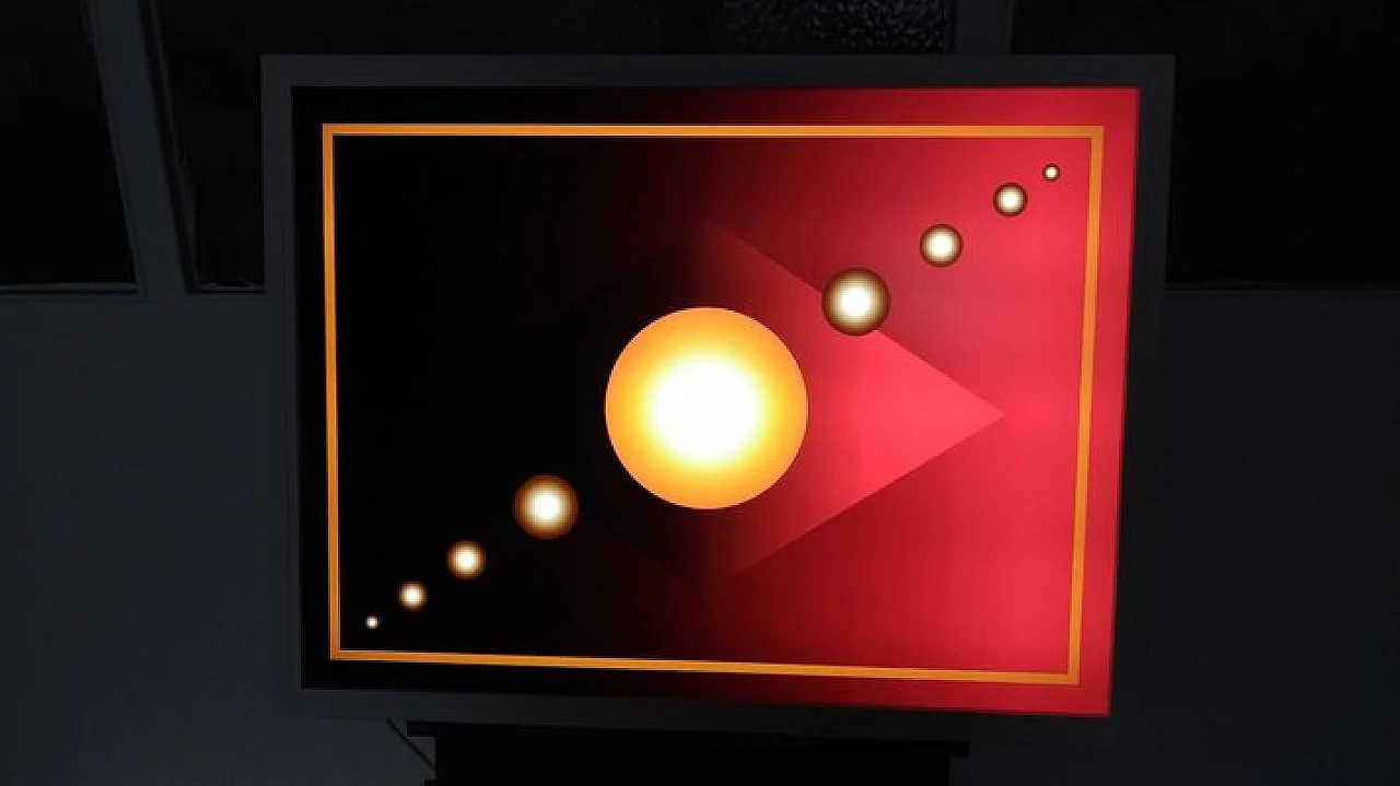 Applique a led in vetro acrilico rosso e arancione, anni 2000 2