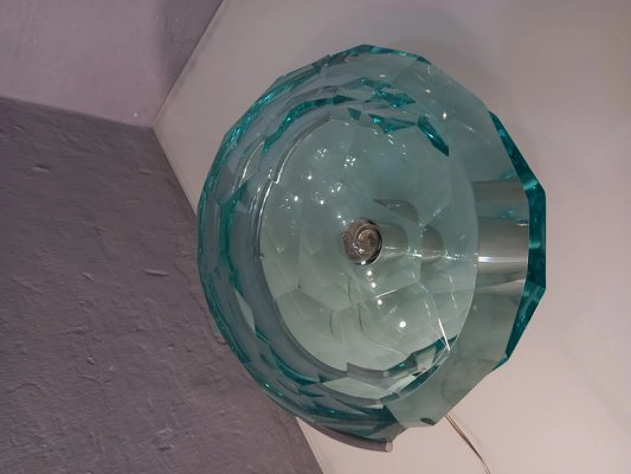 Pair of table lamps in diamond cut glass by Giorgio Berlini, 1970s 3