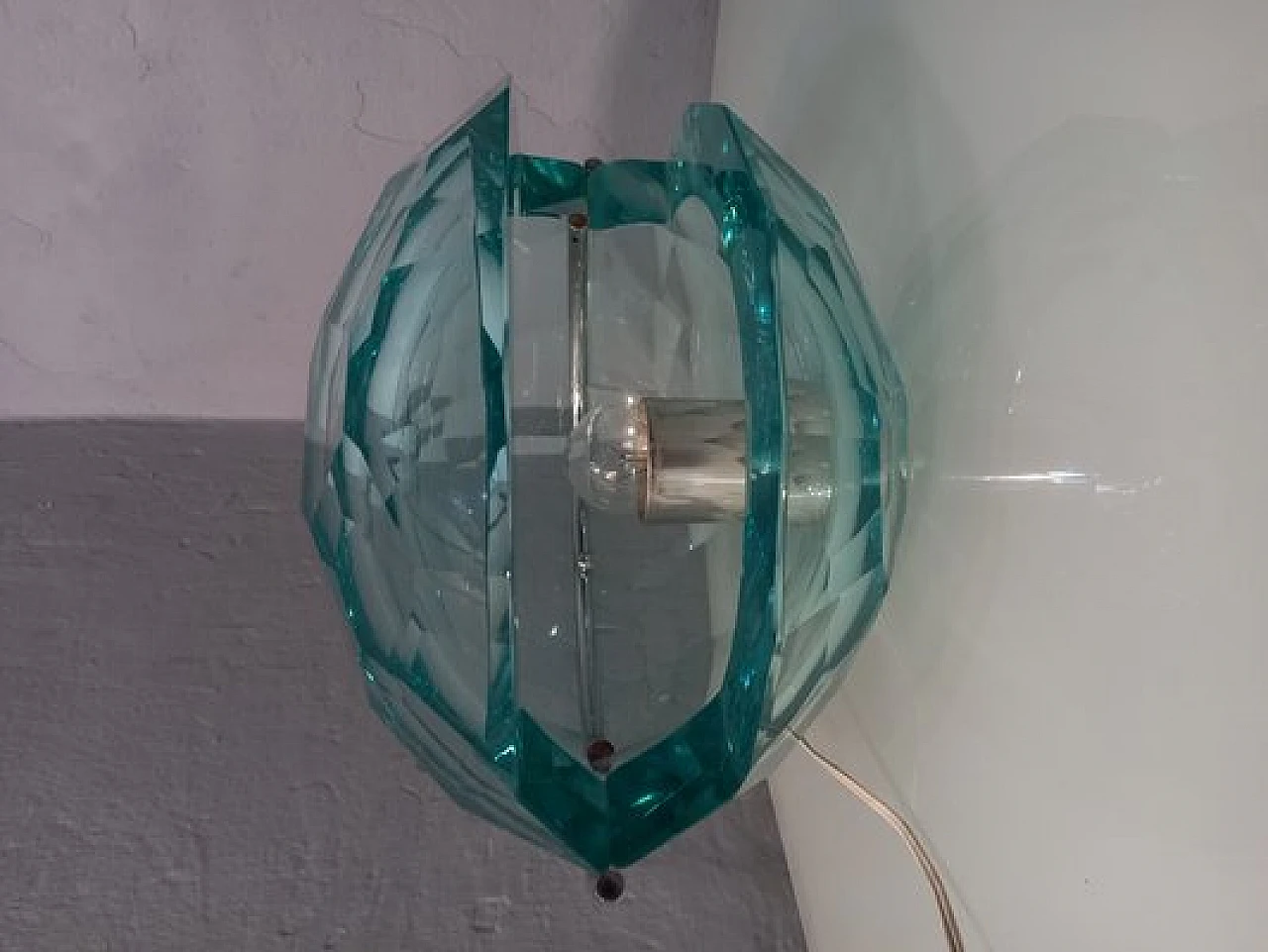 Pair of table lamps in diamond cut glass by Giorgio Berlini, 1970s 5