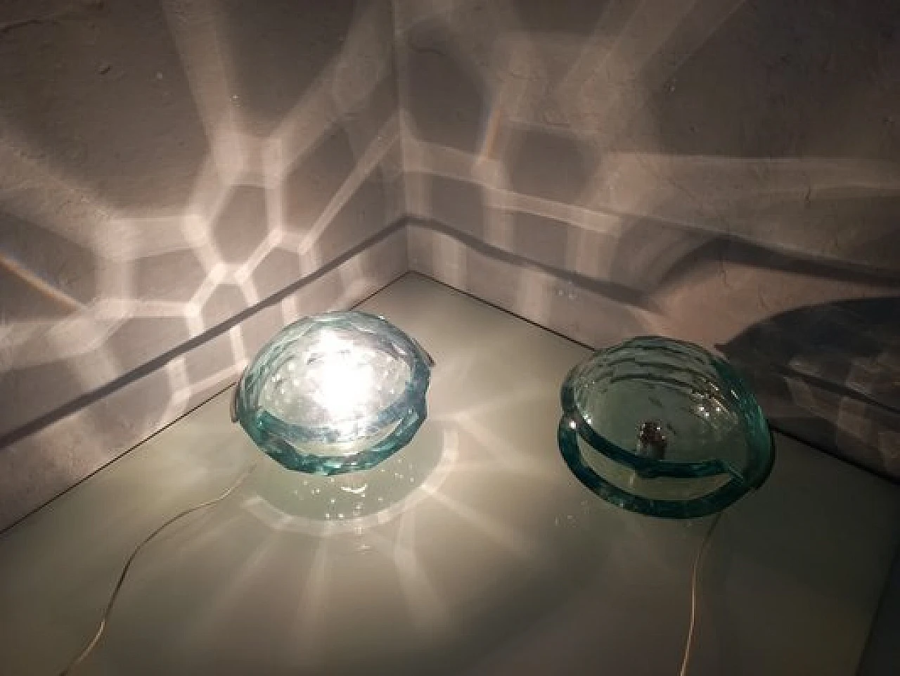 Pair of table lamps in diamond cut glass by Giorgio Berlini, 1970s 6