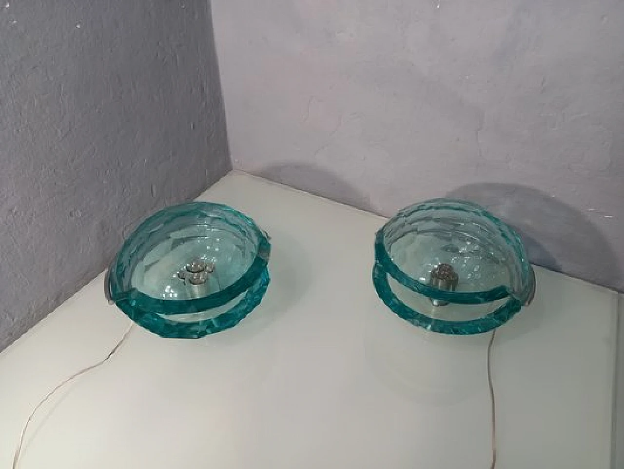 Pair of table lamps in diamond cut glass by Giorgio Berlini, 1970s 9