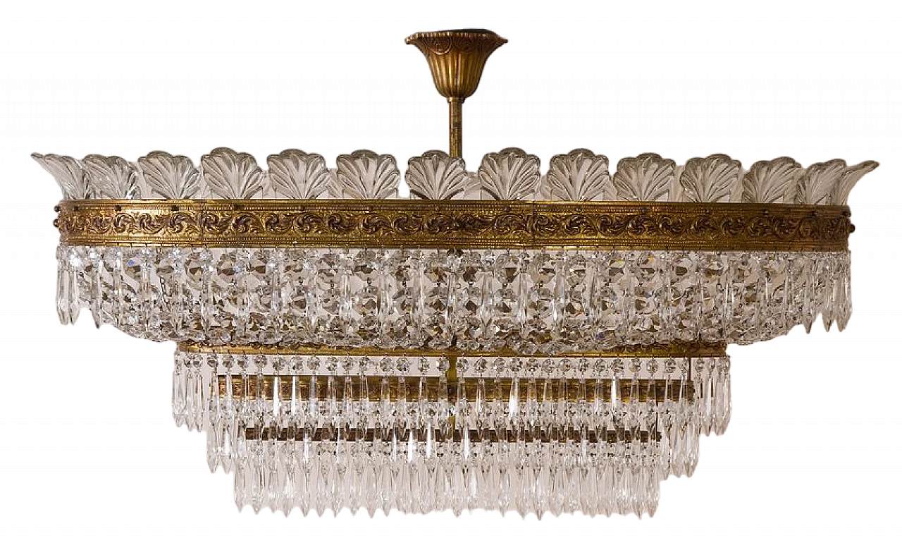Empire-style oval crystal ceiling lamp, 1930s 11