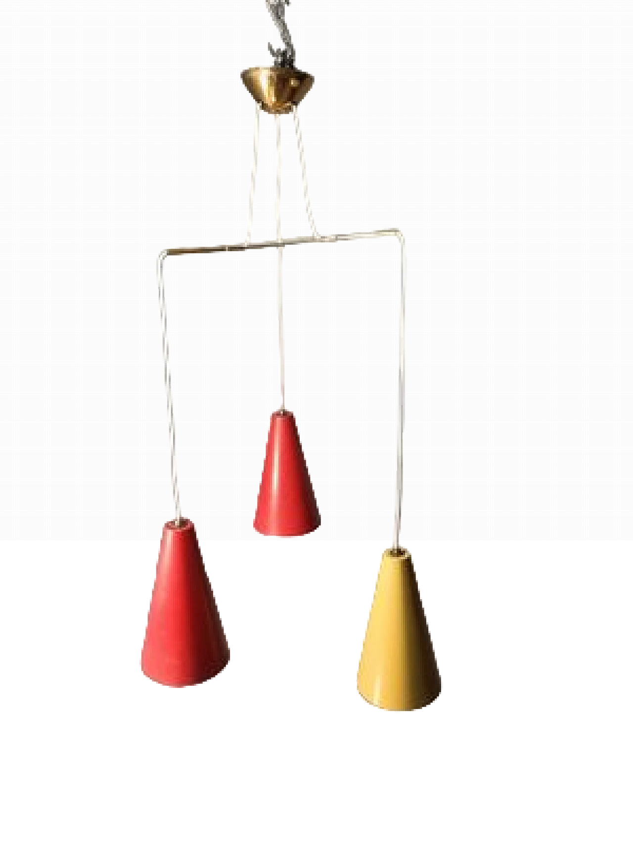 Three-colour chandelier by Stilnovo, 1950s 10