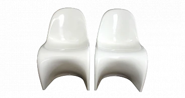 Coppia di sedie Panton Chair Classic bianco lucido di Vitra, anni '90