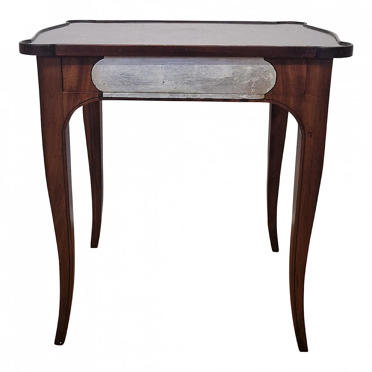 Tavolino in legno con piano intarsiato, anni '80 1