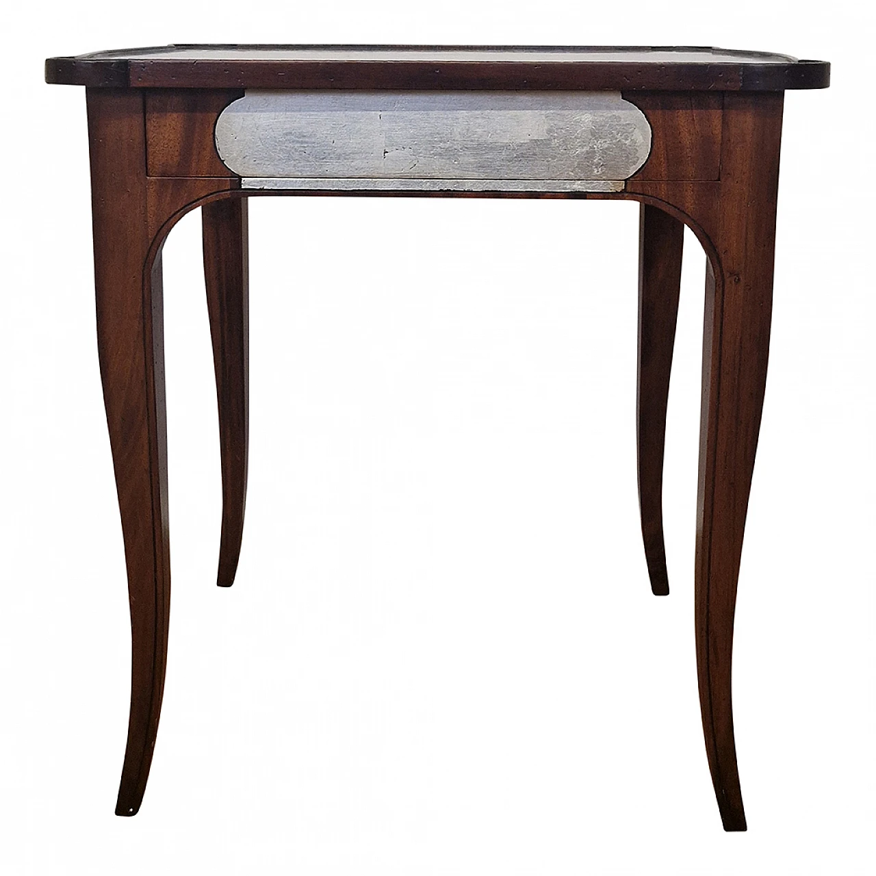 Tavolino in legno con piano intarsiato, anni '80 2