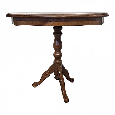 Tavolino in noce con gamba tornita in stile francese, anni '80