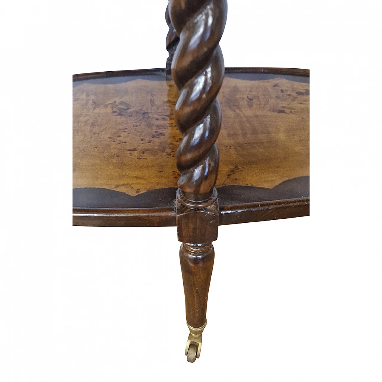 Tavolo a più piani in noce con ruote, anni '80 6