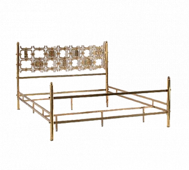 Double Bed in laquered brass by O. Borsani for Tecno, 1950s