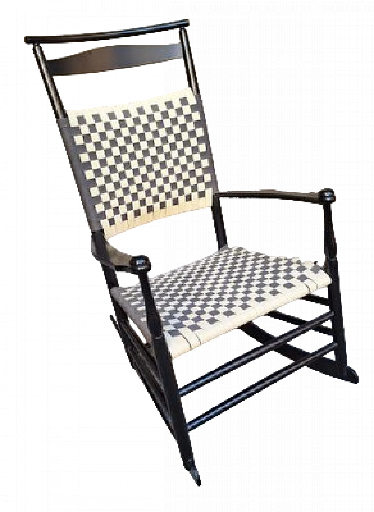 Shakers rocking chair in black & white wood by ICF De Padova, 1980s 9