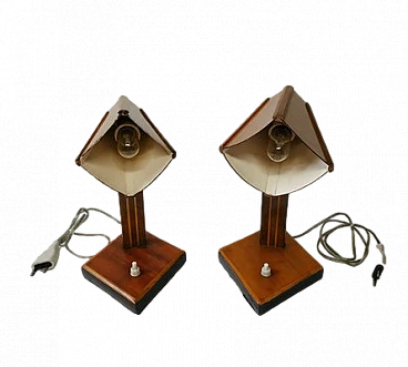 Pair of wooden table lamps, 1950s