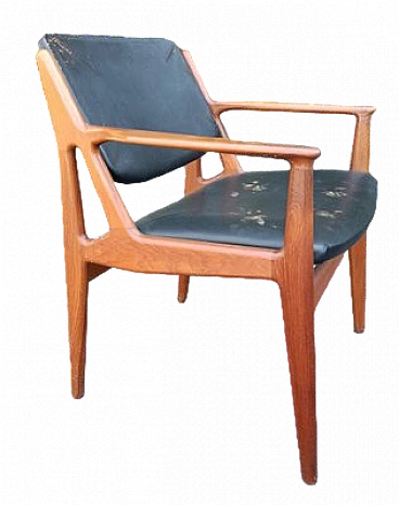 Poltrona in teak e pelle di Arne Vodder per Vamo Mobler, anni '60
