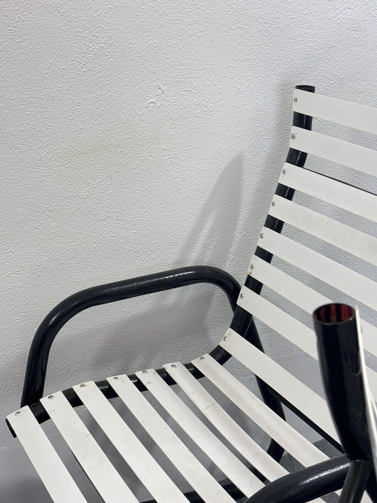 4 Poltrone da giardino in metallo bianco e nero, anni '80 12