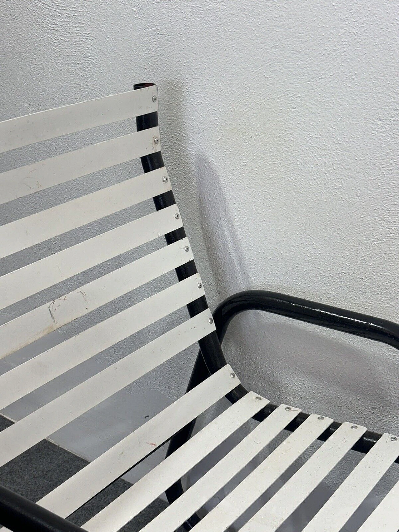 4 Poltrone da giardino in metallo bianco e nero, anni '80 13