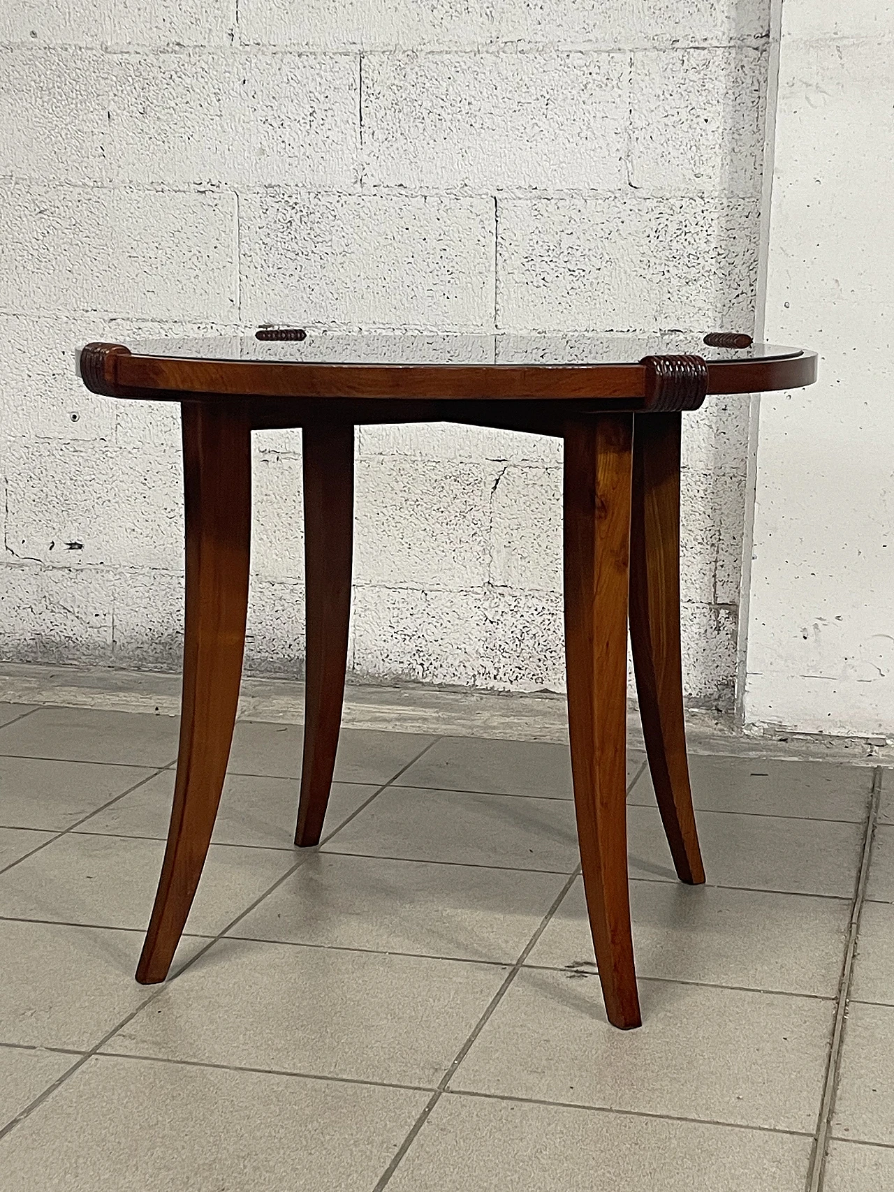 Cherry wood coffee table with glass top, 1940s 4