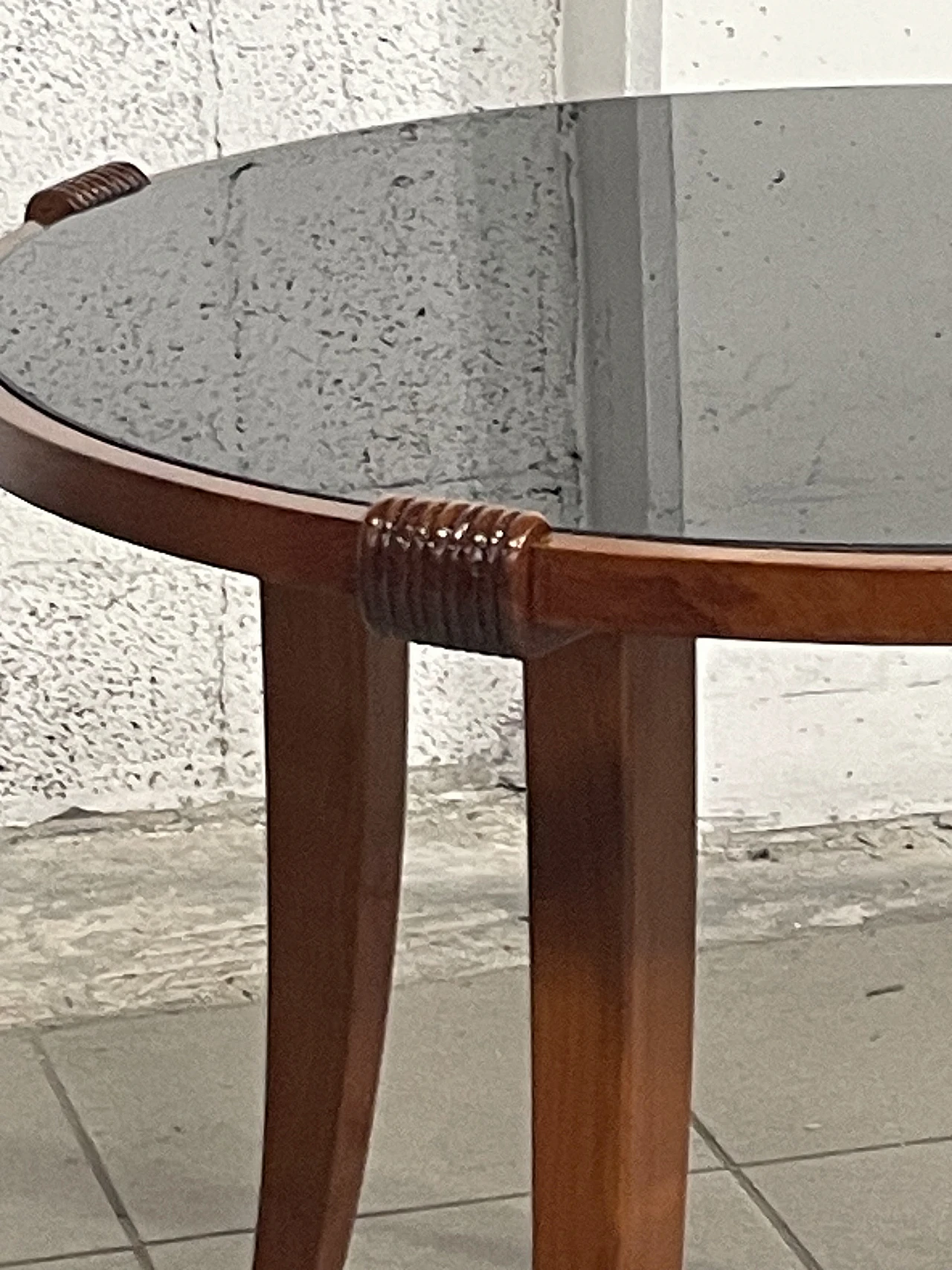 Cherry wood coffee table with glass top, 1940s 7