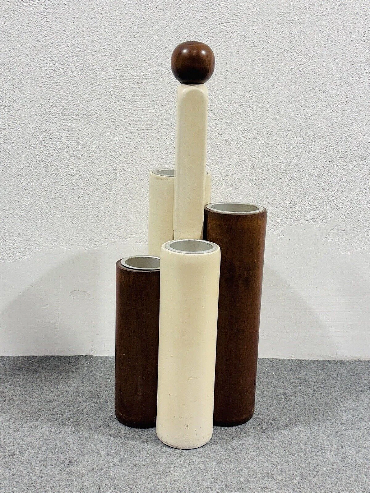 Two-tone wood umbrella stand, 1970s 1