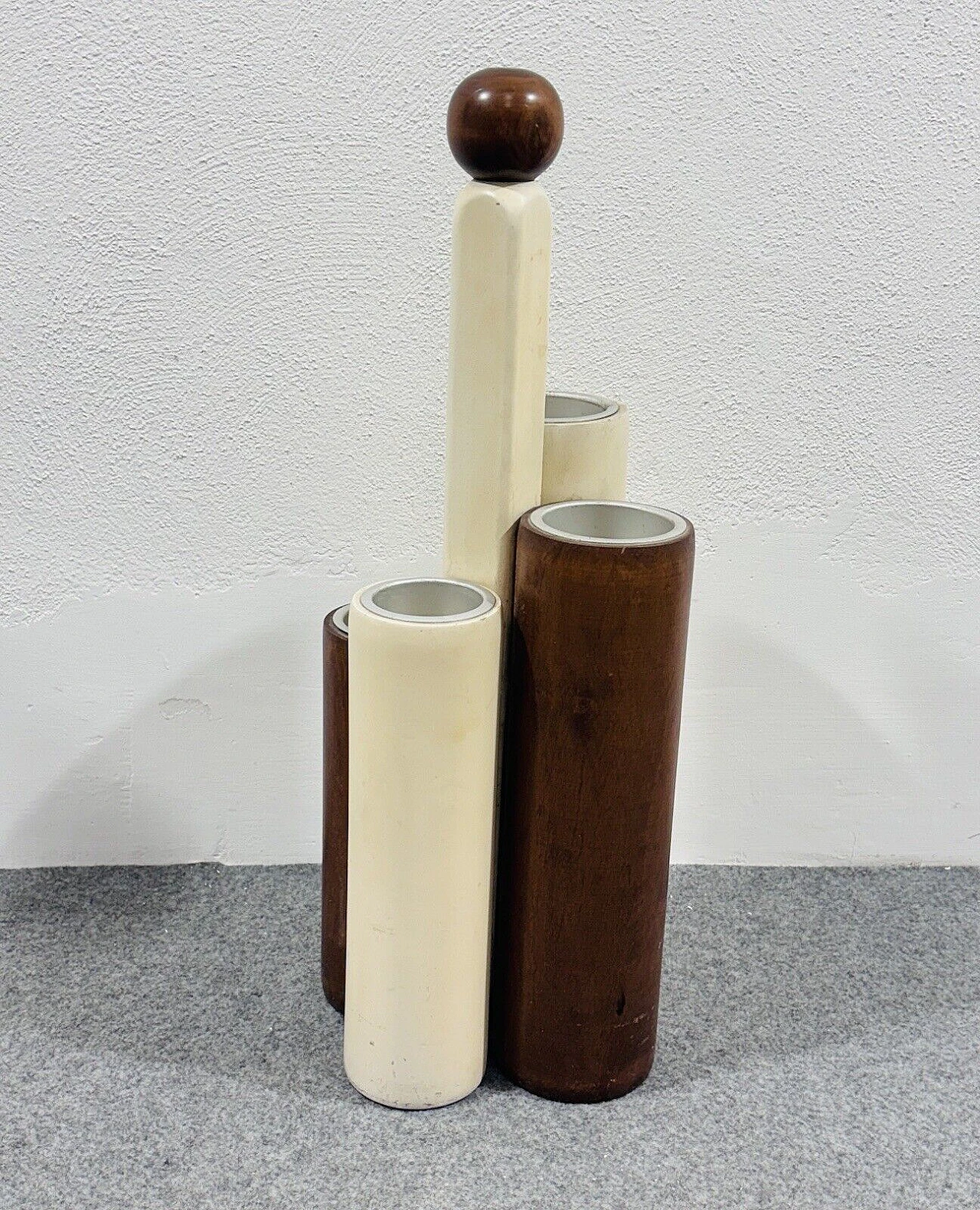 Two-tone wood umbrella stand, 1970s 4