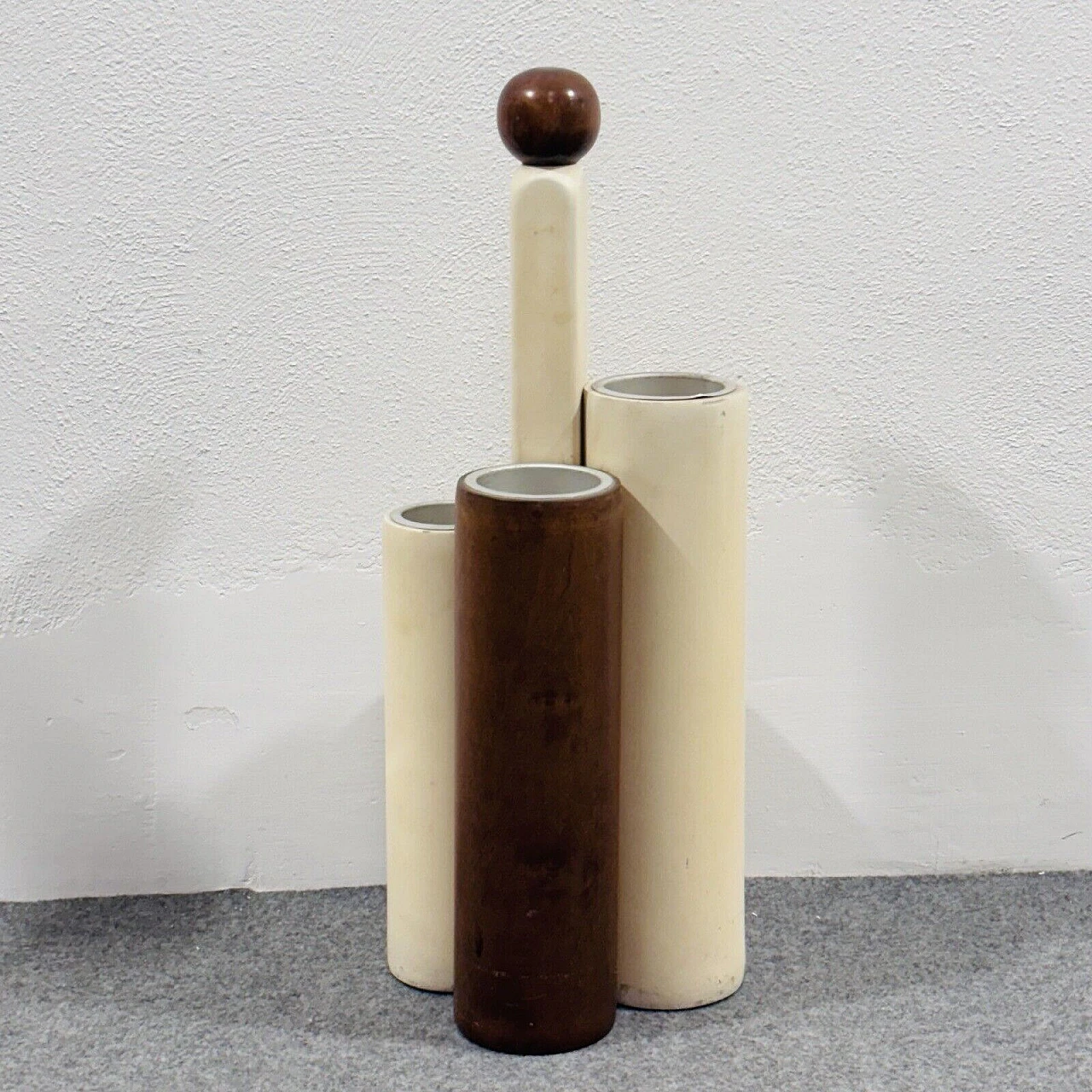 Two-tone wood umbrella stand, 1970s 5