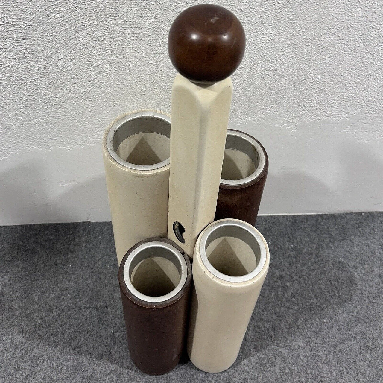 Two-tone wood umbrella stand, 1970s 8