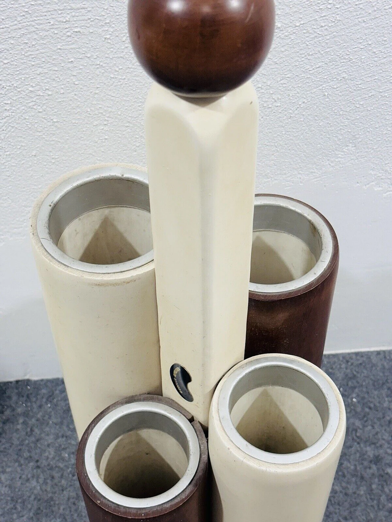 Two-tone wood umbrella stand, 1970s 9