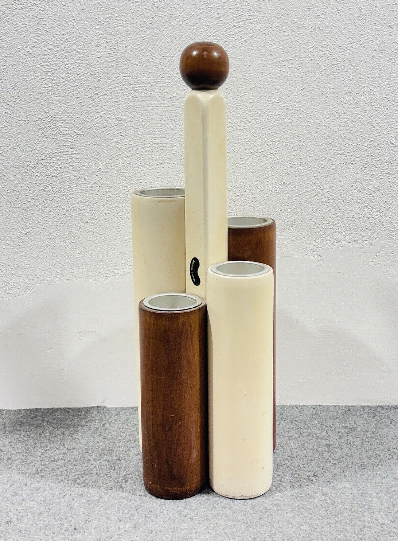 Two-tone wood umbrella stand, 1970s 11