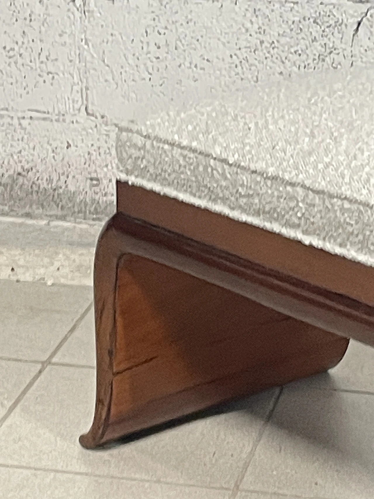 Art Deco bench in cherry wood and bouclé, 1940s 3