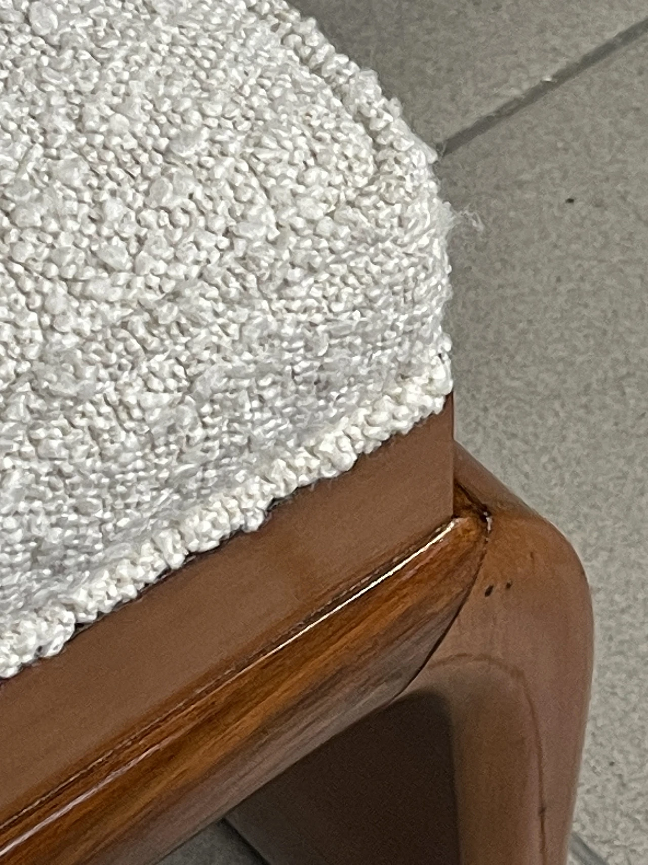 Art Deco bench in cherry wood and bouclé, 1940s 9