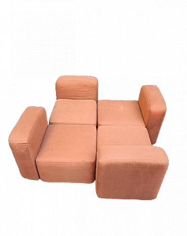 Modular sofa in orange fabric, iron and polyurethane, 1970s