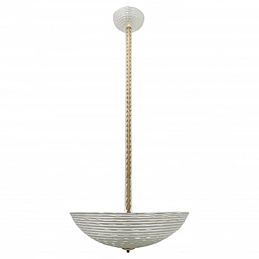 Lampadario in vetro di Murano pulegoso di Ercole Barovier, anni '30