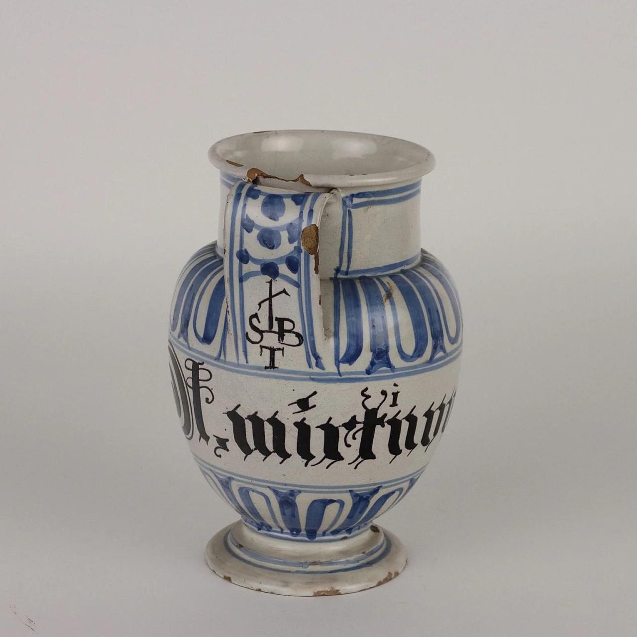 Brocca da farmacia in maiolica di Bassano, metà '700 3