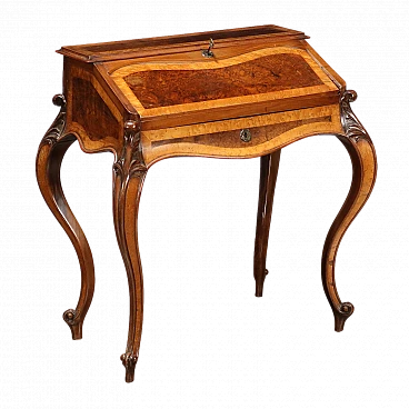 Louis Philippe poplar and maple flap writing desk, mid-19th century