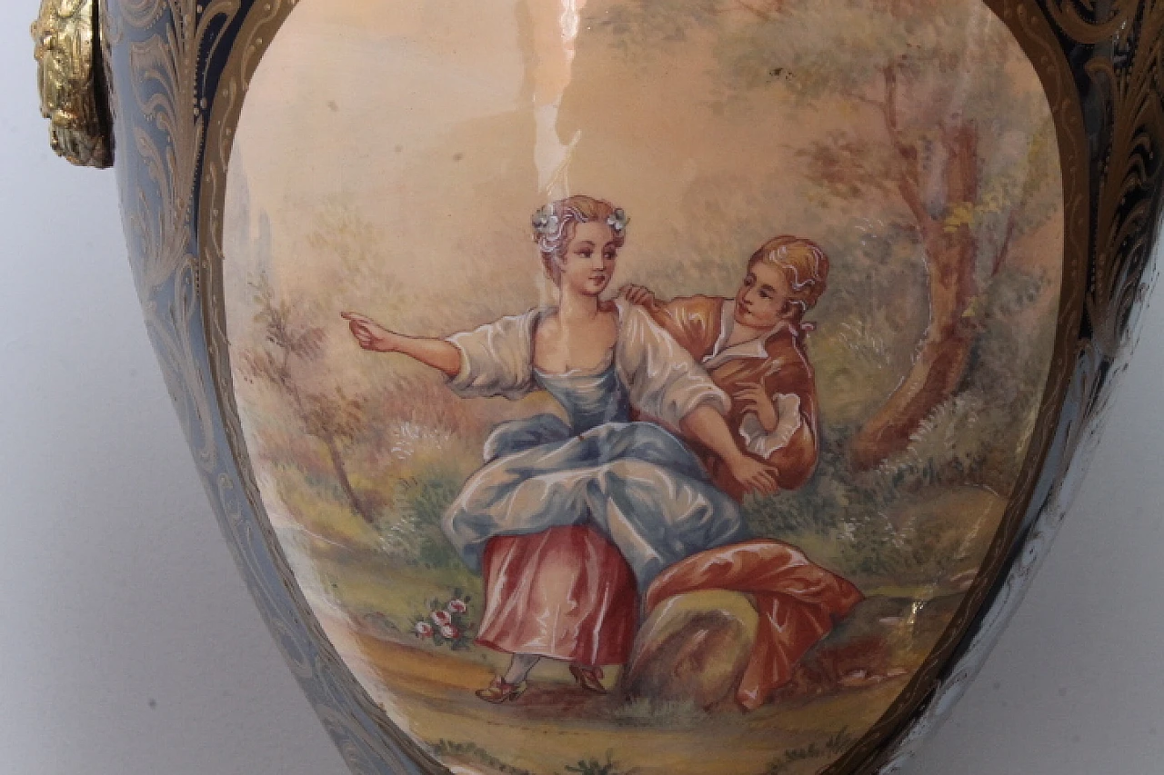 Pair of Sevres porcelain vases with bronzes, early 20th century 2