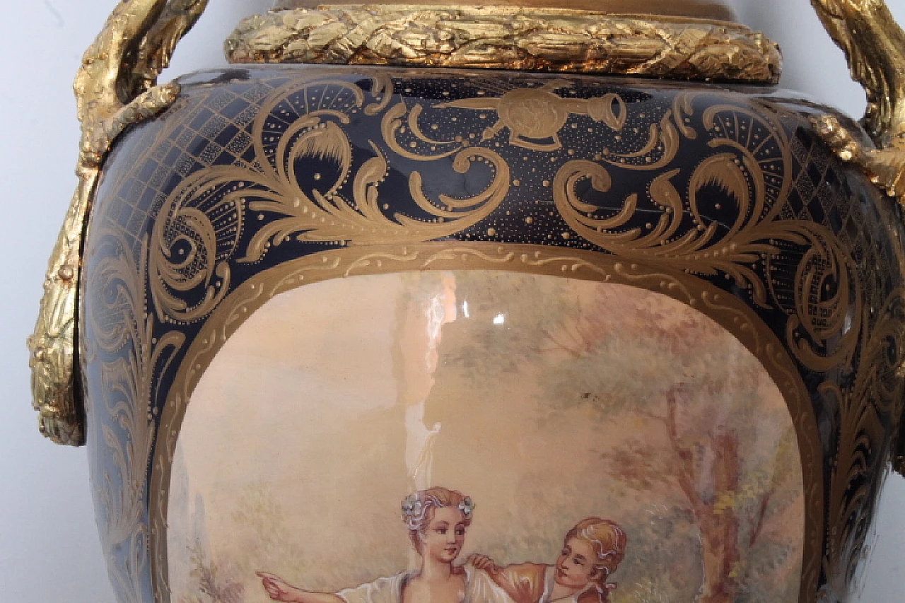 Pair of Sevres porcelain vases with bronzes, early 20th century 3