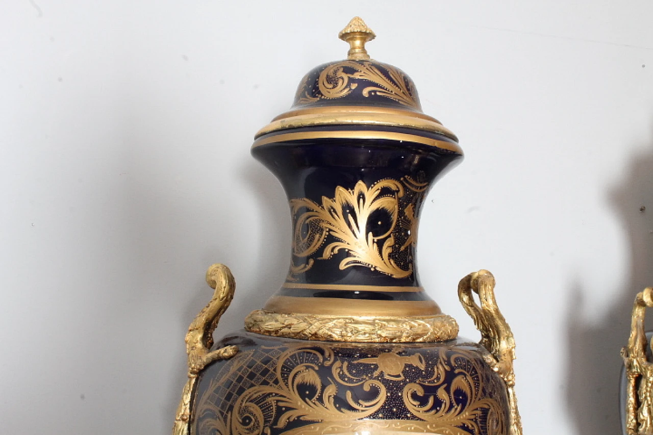 Pair of Sevres porcelain vases with bronzes, early 20th century 4