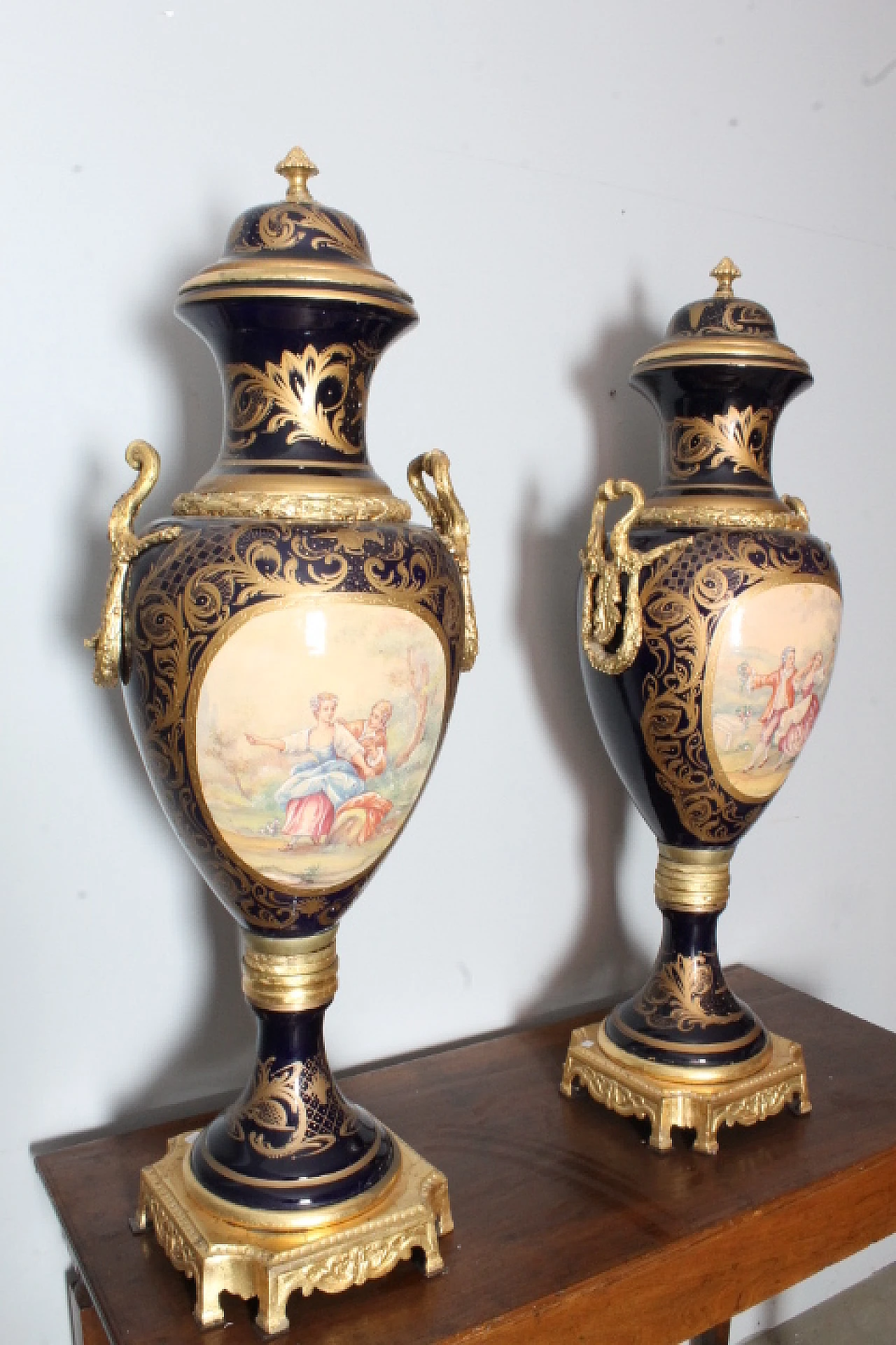 Pair of Sevres porcelain vases with bronzes, early 20th century 8