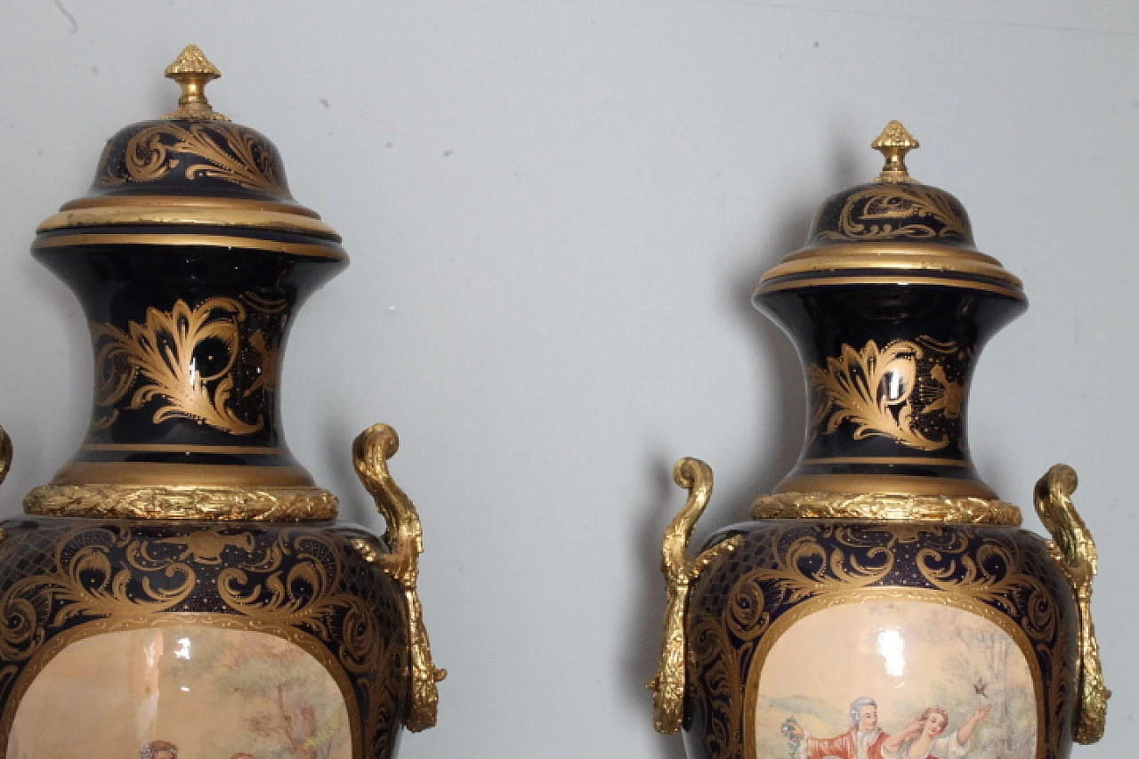 Pair of Sevres porcelain vases with bronzes, early 20th century 9