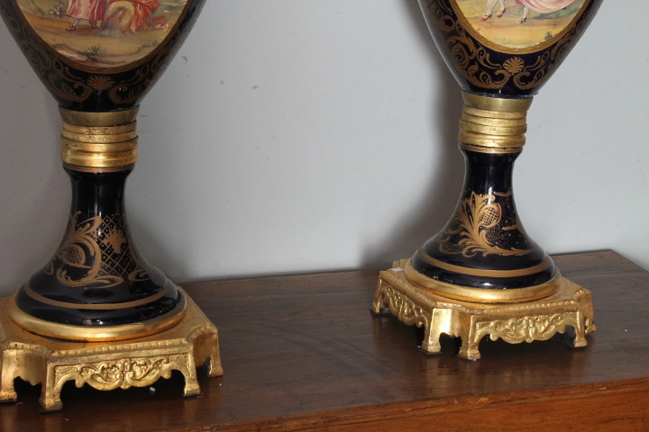 Pair of Sevres porcelain vases with bronzes, early 20th century 11