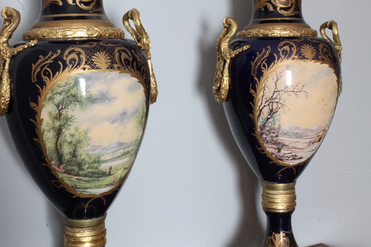 Pair of Sevres porcelain vases with bronzes, early 20th century 13