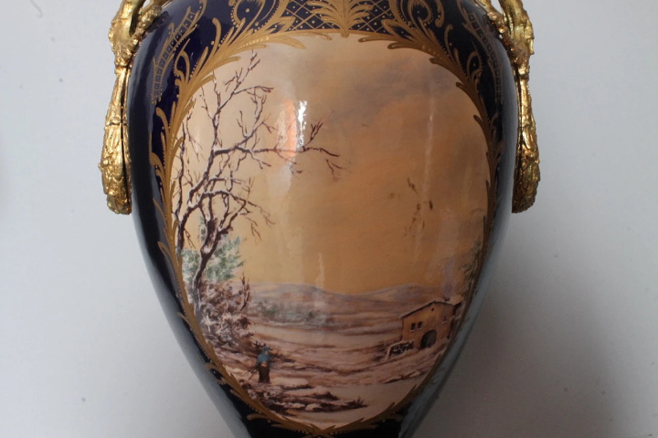 Pair of Sevres porcelain vases with bronzes, early 20th century 18