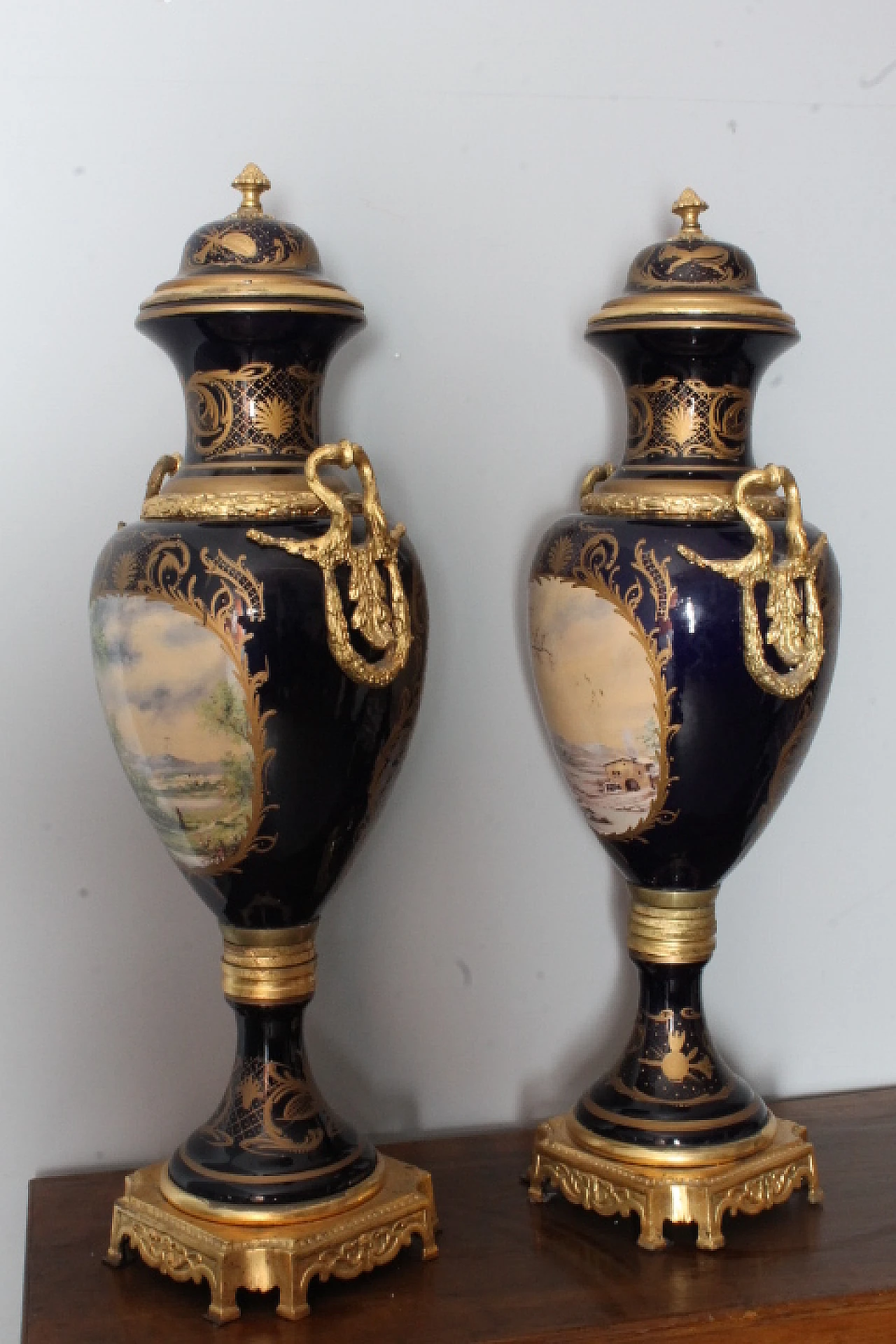 Pair of Sevres porcelain vases with bronzes, early 20th century 21