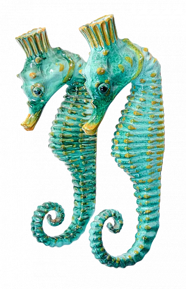 Pair of ceramic seahorses by Acabbo Amalfi, 1980s