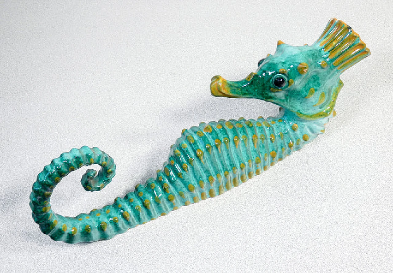 Coppia di cavallucci marini in ceramica di Acabbo Amalfi, anni '80 4