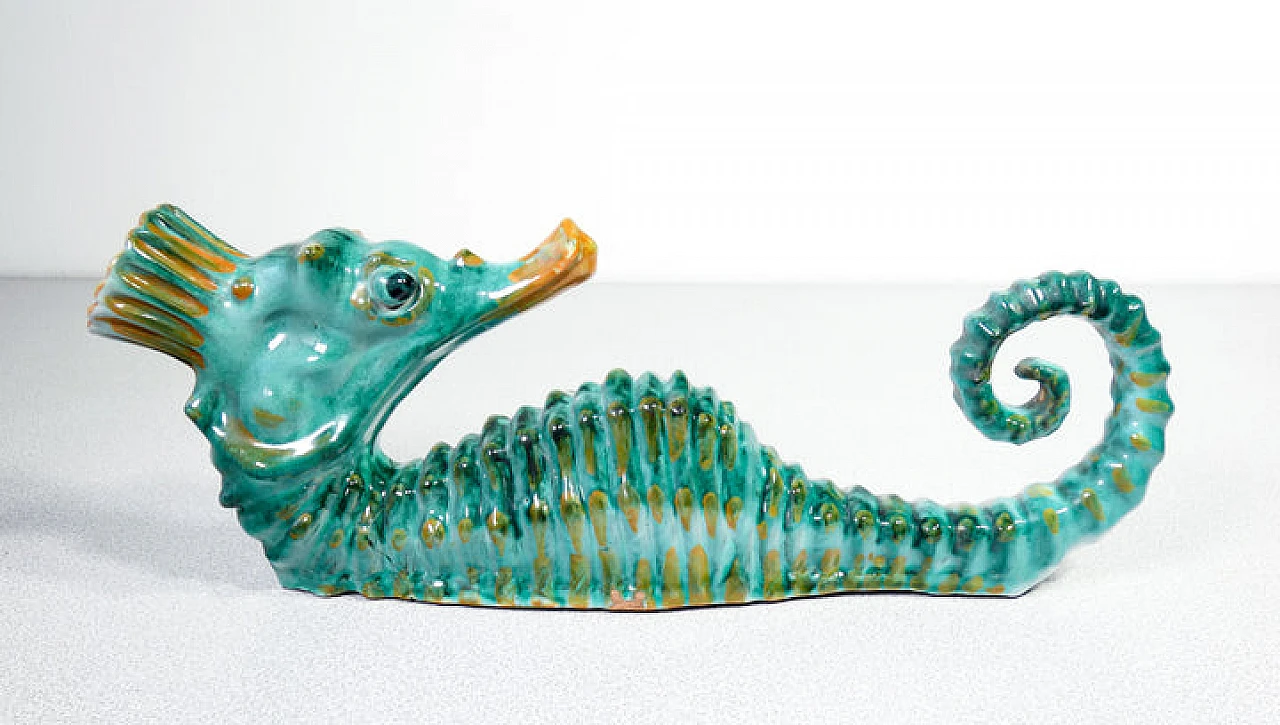 Coppia di cavallucci marini in ceramica di Acabbo Amalfi, anni '80 14
