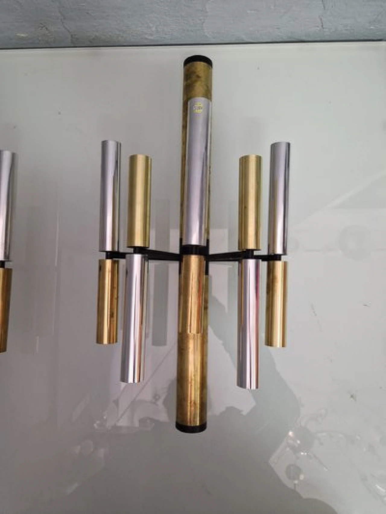 Coppia di applique in metallo cromato e ottone di Stilnovo, anni '60 7