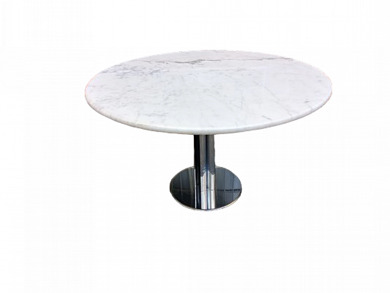 Round table in crome iron with white Carrara marble top, 1980s 6