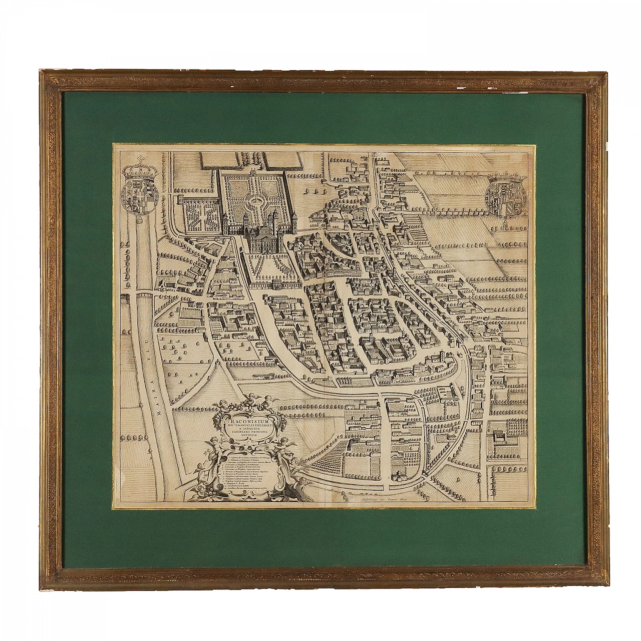 Raconisium - Mappa di Racconigi, etching, 1726 1